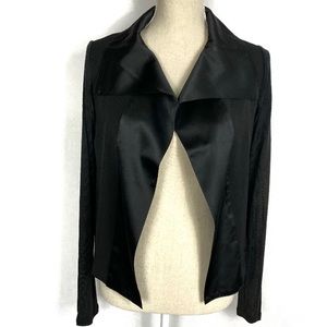 Generation Love Silk collar black open cardigan sweater jacket XS New